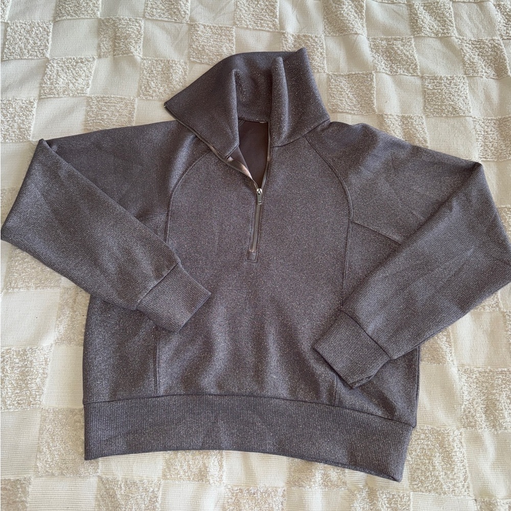 Spanx AirEssentials Shine Half Zip Smoke Silver Womens Size Medium NWOT